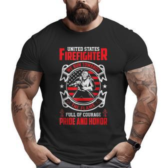 Usa Firefighter Pride And Honor Fireman Dad Brother Big and Tall Men T-shirt | Mazezy
