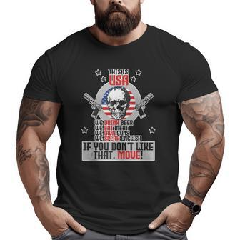 This Is Usa We Love Freedom We Drink Beer Skull Big and Tall Men T-shirt | Mazezy