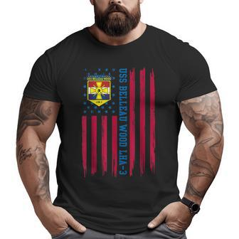 Uss Belleau Wood Lha3 Amphibious Assault Usa Flag Veteran Big and Tall Men T-shirt | Mazezy