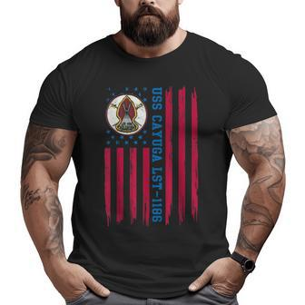 Uss Cayuga Lst1186 Tank Landing Ship American Flag Veteran Big and Tall Men T-shirt | Mazezy
