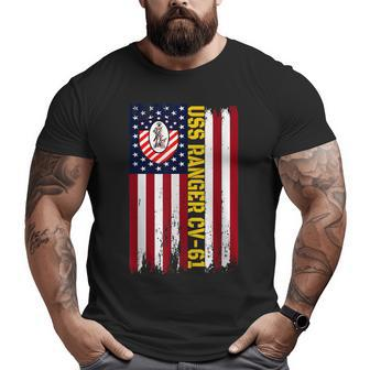 Uss Ranger Cv61 Aircraft Carrier Veterans Day American Flag Big and Tall Men T-shirt | Mazezy