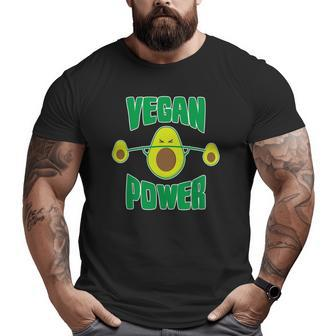Vegan Power Avocado S Workout Vegetarian Avocados Big and Tall Men T-shirt | Mazezy