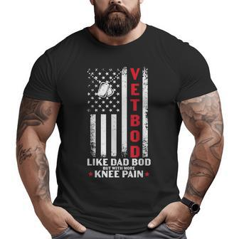Vet Bod Like Dad Bod US Flag Dog Tag Veteran Big and Tall Men T-shirt | Mazezy UK