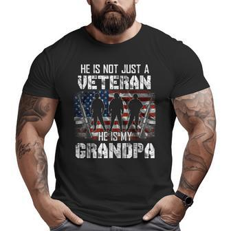 Veteran He Is My Grandpa American Flag Veterans Day Big and Tall Men T-shirt | Mazezy