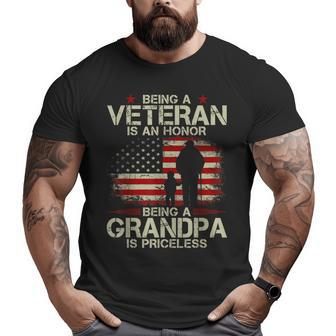 Being A Veteran Is An Honor Being A Grandpa Is Priceless Big and Tall Men T-shirt | Mazezy