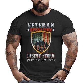 Veteran Operation Desert Storm Usa Flag Military Big and Tall Men T-shirt | Mazezy
