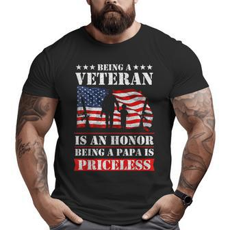 Veteran Papa Military Dad Army Father's Day Big and Tall Men T-shirt | Mazezy