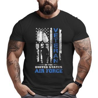 Veteran Of The United States Air Force Distressed Usa Flag Big and Tall Men T-shirt | Mazezy