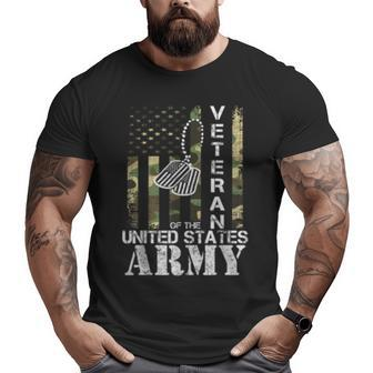 Veteran Of The United States Army American Flag Camo Big and Tall Men T-shirt | Mazezy