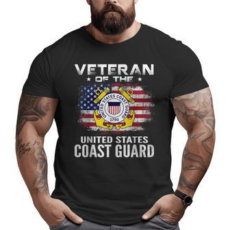Veteran Of The United States Coast Guard With American Flag Veteran Big and Tall Men T-shirt | Mazezy