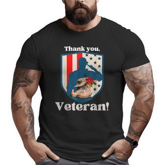Veterans Day Military Boots Thank You Veteran Flag Big and Tall Men T-shirt | Mazezy