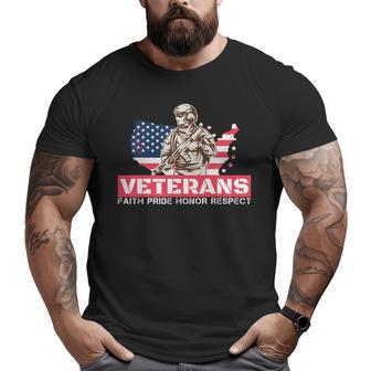 Veterans Faith Pride Honor Respect Patriotic Veteran Big and Tall Men T-shirt | Mazezy AU
