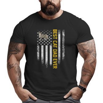 Vintage American Flag Best Bengal Cat Dad Ever Big and Tall Men T-shirt | Mazezy