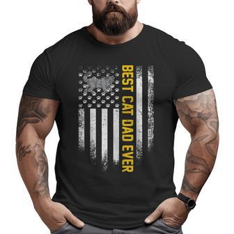 Vintage American Flag Best British Shorthair Cat Dad Ever Big and Tall Men T-shirt | Mazezy UK