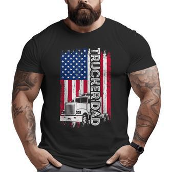 Vintage American Flag Trucker Dad Daddy Men Big and Tall Men T-shirt | Mazezy
