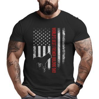 Vintage American Flag World's Best French Bulldog Dad Big and Tall Men T-shirt | Mazezy