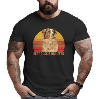 Vintage Best Aussie Dad Ever Papa Australian Shepherd Dog Big and Tall Men T-shirt | Mazezy