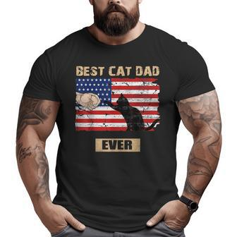 Vintage Best Cat Dad Ever American Flag Cat Dad Father Big and Tall Men T-shirt | Mazezy