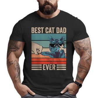 Vintage Best Cat Dad Ever Bump Fist Father's Day Big and Tall Men T-shirt | Mazezy