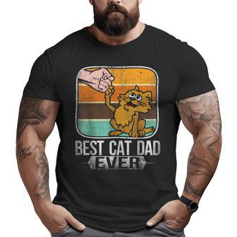 Vintage Best Cat Dad Ever Bump Fist Fathers Day Big and Tall Men T-shirt | Mazezy
