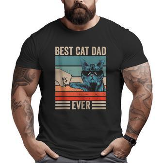 Vintage Best Cat Dad Ever Bump Fist Father's Day Tank Top Big and Tall Men T-shirt | Mazezy AU