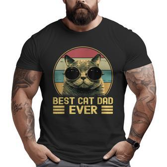 Vintage Best Cat Dad Ever For Men Cat Lover Cat Dad Big and Tall Men T-shirt | Mazezy