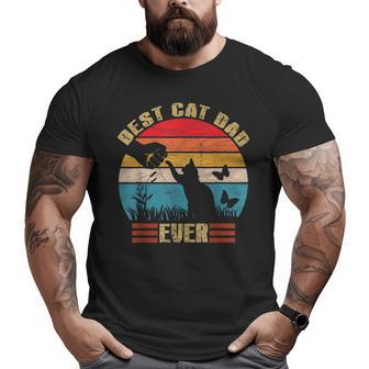 Vintage Best Cat Dad Ever Retro 70S 80S Style Distressed Big and Tall Men T-shirt | Mazezy