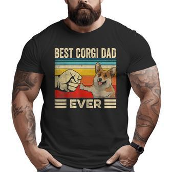Vintage Best Corgi Dad Ever Dog Daddy Father Day Big and Tall Men T-shirt | Mazezy