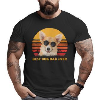 Vintage Best Corgi Dog Dad Ever Puppy Fathers Day Big and Tall Men T-shirt | Mazezy