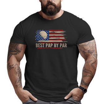 Vintage Best Pap By Par American Flag Golf Golfer Big and Tall Men T-shirt | Mazezy