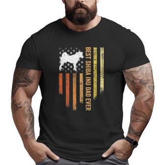 Vintage Best Shiba Inu Dad Ever With American Flag Big and Tall Men T-shirt | Mazezy