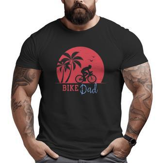 Vintage Bike Dad With Red Retro Sunset Big and Tall Men T-shirt | Mazezy