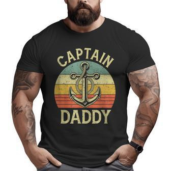 Vintage Captain Daddy Boat Pontoon Dad Fishing Sailor Anchor Big and Tall Men T-shirt | Mazezy UK