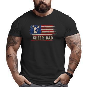 Vintage Cheer Dad American Usa Flag Cheerleading Dance Big and Tall Men T-shirt | Mazezy