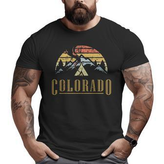 Vintage Colorado Mountains Camping Campfire Retro Big and Tall Men T-shirt | Mazezy