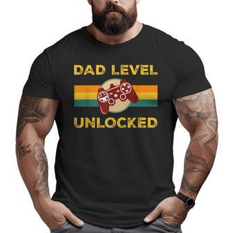 Vintage Dad Level Unlocked For Gamer Daddy Fathers Day Big and Tall Men T-shirt | Mazezy