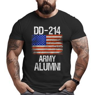 Vintage Dd214 Alumni Us Military Veteran American Flag Big and Tall Men T-shirt | Mazezy