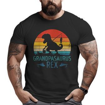 Vintage Fishing Grandpasaurus Dinosaur Rex Grandpa Saurus Big and Tall Men T-shirt | Mazezy