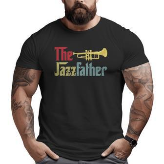 Vintage The Jazzfather Happy Father's Day Trumpet Player Big and Tall Men T-shirt | Mazezy