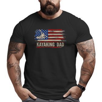 Vintage Kayaking Dad American Usa Flag Kayak Big and Tall Men T-shirt | Mazezy