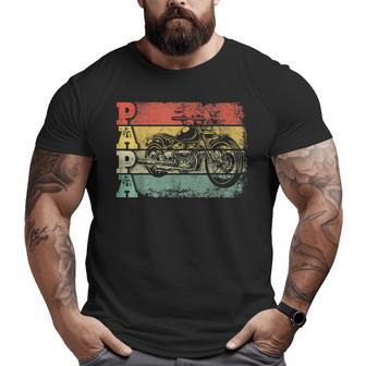 Vintage Motorcycle Papa Biker Motorcycle Rider Father's Day Big and Tall Men T-shirt | Mazezy