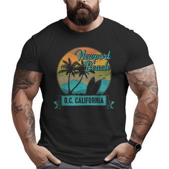Vintage Newport Beach Orange County California Surfing Big and Tall Men T-shirt | Mazezy