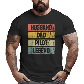 Vintage Pilot Dad Husband Aviation Airplane S For Men Big and Tall Men T-shirt | Mazezy
