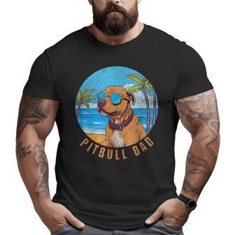 Vintage Pitbull Dad Sunset Pittie Dad Big and Tall Men T-shirt | Mazezy