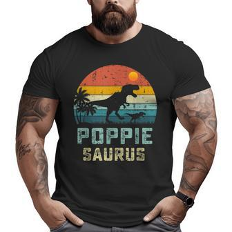 Vintage Poppiesaurus Fathers Day T Rex Poppie Saurus Men Dad Big and Tall Men T-shirt | Mazezy