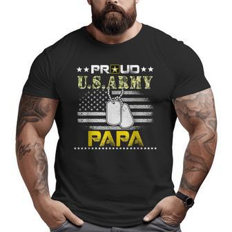 Vintage Proud Papa Usarmy Veteran Flag Big and Tall Men T-shirt | Mazezy
