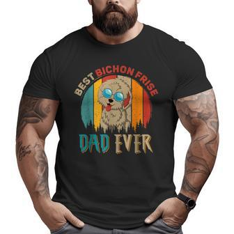 Vintage Retro Best Bichon Frise Dad Ever Cute Dog Sunglasses Big and Tall Men T-shirt | Mazezy