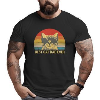 Vintage Retro Best Cat Dad Ever Sunset Fathers Gif Classic Big and Tall Men T-shirt | Mazezy