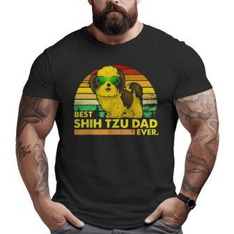 Vintage Retro Best Shih Tzu Dad Ever Big and Tall Men T-shirt | Mazezy