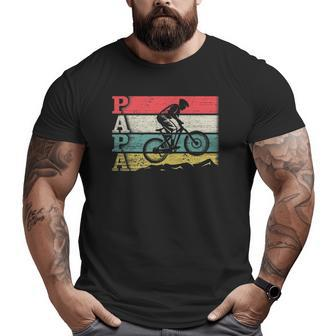Vintage Retro Cycling Papa Mountain Biking Rider Silhouette Big and Tall Men T-shirt | Mazezy